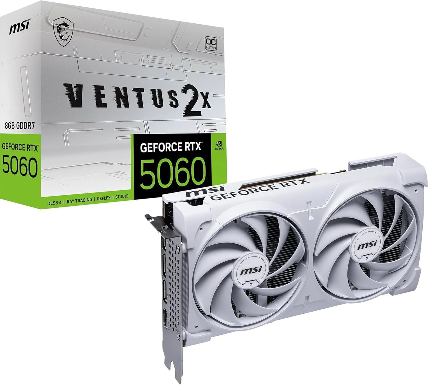 Tarjeta de Video MSI GeForce RTX 5060 8G Ventus 2X OC White 8GB GDDR6