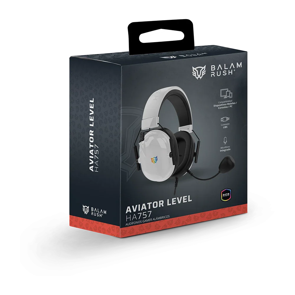 Audífonos Gamer Balam Rush Aviator Level HA757 Blanco