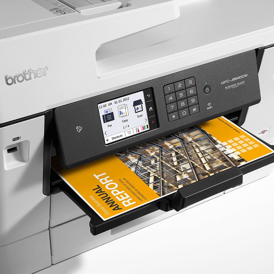 Multifuncional Inkjet Brother MFCJ6940DW, 35 ppm negro/32 ppm color, full dúplex, Wifi/LAN, imprime/copia/escanea hasta tamaño doble carta/tabloide/A3