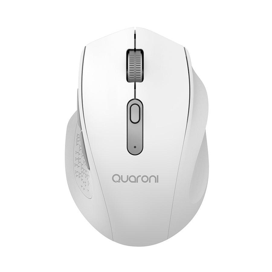 MOUSE INALAMBRICO ERGONMICO CON TEXTURA QUARONI 5 SCROLL/RECEPTOR 2.4 GHZ/800 - 2400 DPI/PTICO/4 NIVELES/BLANCO