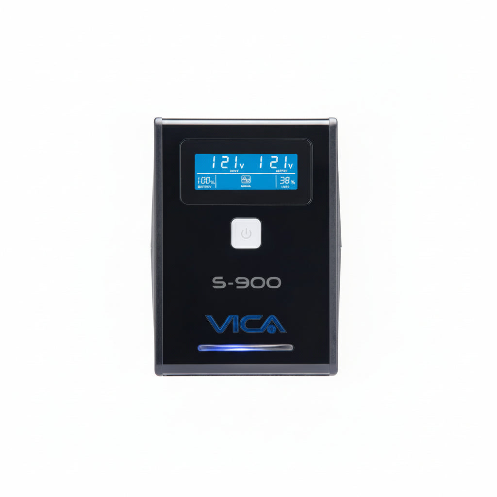 No break interactivo S900, 900VA/550W, entrada 127 VCA 60 Hz, salida 120 VCA, 4 tomas reguladas/4 reguladas y respaldadas, RJ11, pantalla LCD