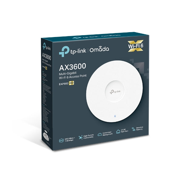 Access Point TP-Link EAP660 HD AX3600 Wi-Fi 6 Multi-Gigabit de Doble Banda para Montaje en Techo con Omada SDN