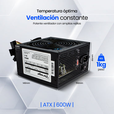 Fuente de Poder Vorago PSU-200 600W RGB