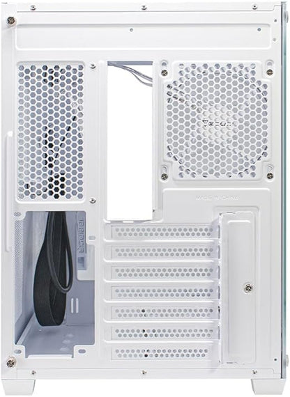 Gabinete Gamer Mid Tower Ocelot Gaming W-Cube 2 (Blanco) - Doble Panel de Cristal Templado, 3 Ventiladores, Soporte para Enfriamiento Líquido de 360mm y GPU de hasta 410mm