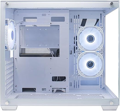 Gabinete Gamer Mid Tower Ocelot Gaming W-Cube 2 (Blanco) - Doble Panel de Cristal Templado, 3 Ventiladores, Soporte para Enfriamiento Líquido de 360mm y GPU de hasta 410mm