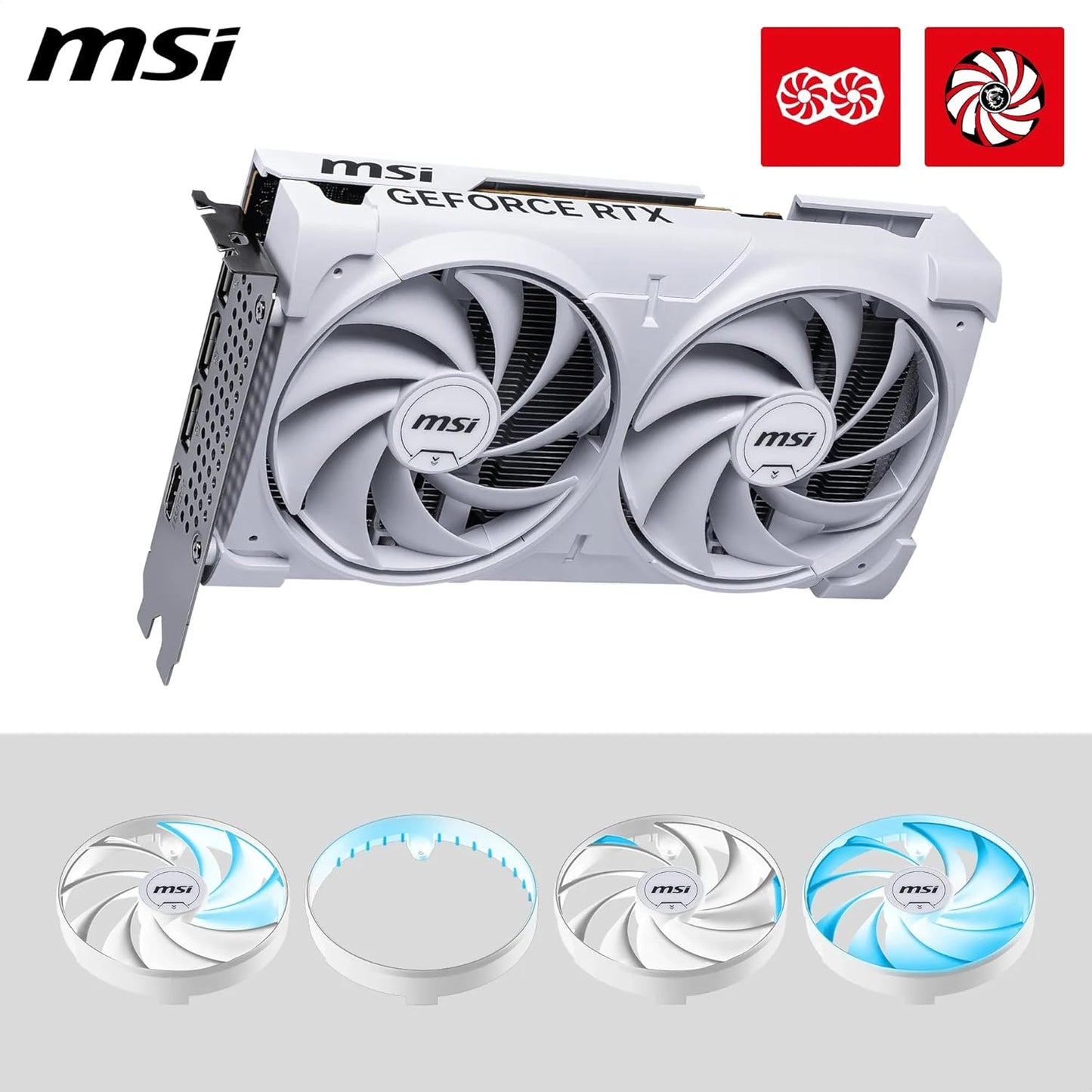 Tarjeta de Video MSI GeForce RTX 5060 8G Ventus 2X OC White 8GB GDDR6