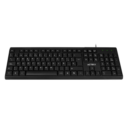 Teclado Acteck Inspire TA210 — Alámbrico USB, con distribución en español, 105 teclas, tecnología de membrana, compatible con Windows, color negro.
