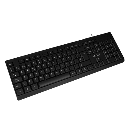 Teclado Acteck Inspire TA210 — Alámbrico USB, con distribución en español, 105 teclas, tecnología de membrana, compatible con Windows, color negro.