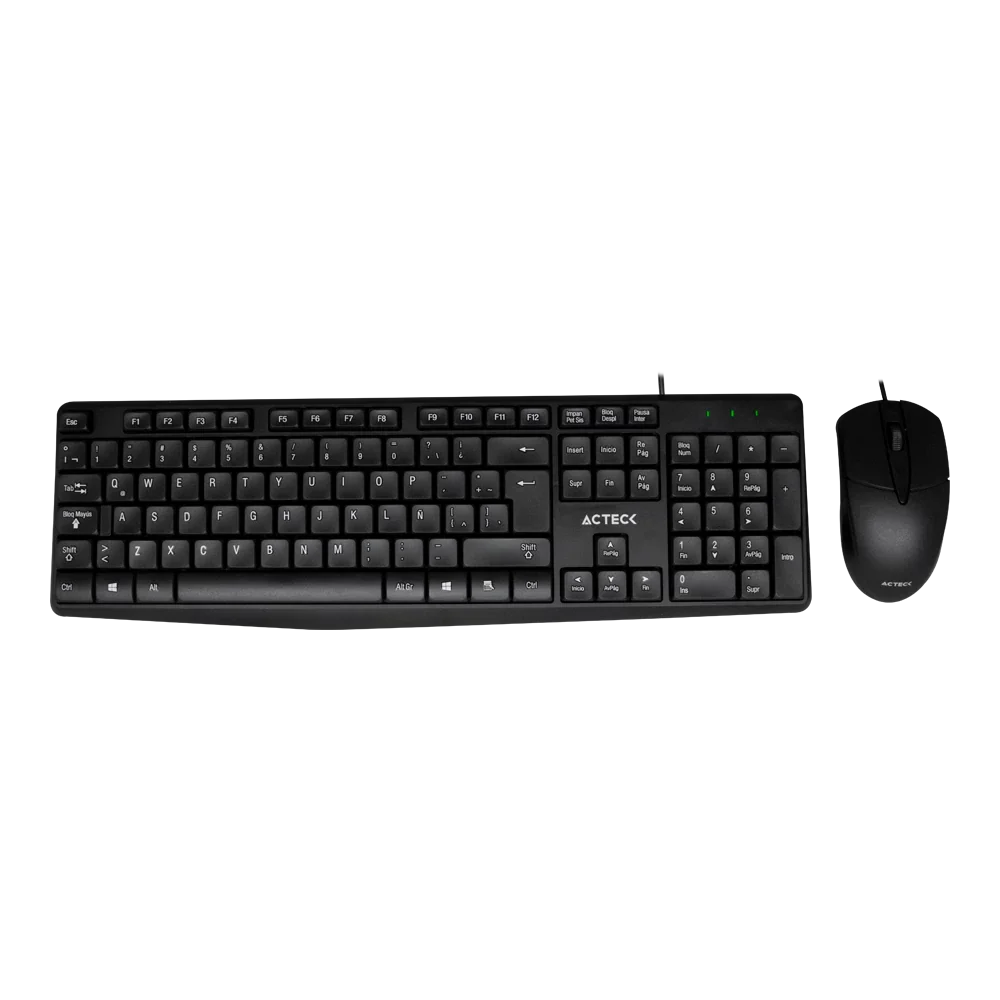 Kit Acteck Creator MK210 — incluye teclado y mouse alámbricos USB, con teclado de 105 teclas (ES) y mouse óptico.