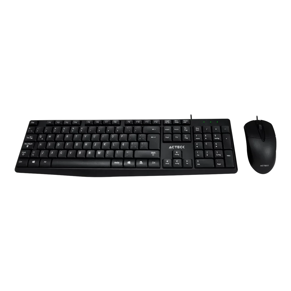 Kit Acteck Creator MK210 — incluye teclado y mouse alámbricos USB, con teclado de 105 teclas (ES) y mouse óptico.