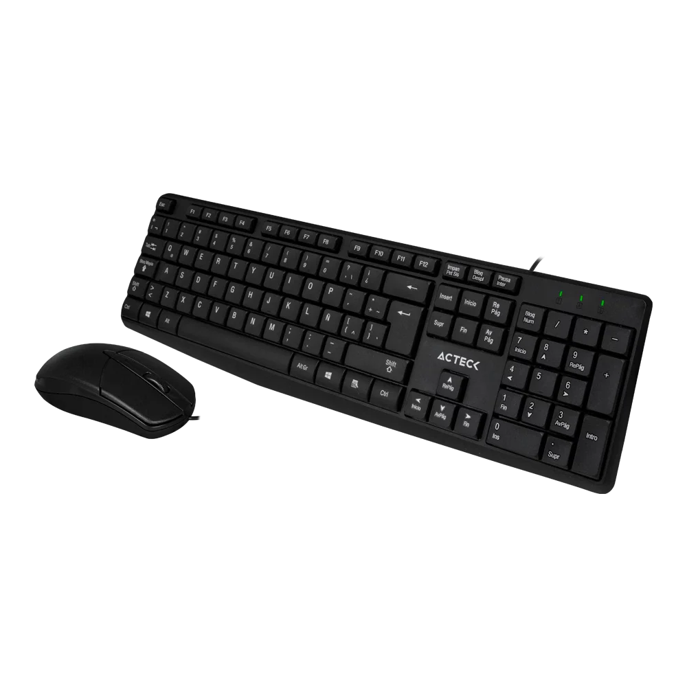 Kit Acteck Creator MK210 — incluye teclado y mouse alámbricos USB, con teclado de 105 teclas (ES) y mouse óptico.