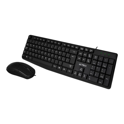 Kit Acteck Creator MK210 — incluye teclado y mouse alámbricos USB, con teclado de 105 teclas (ES) y mouse óptico.