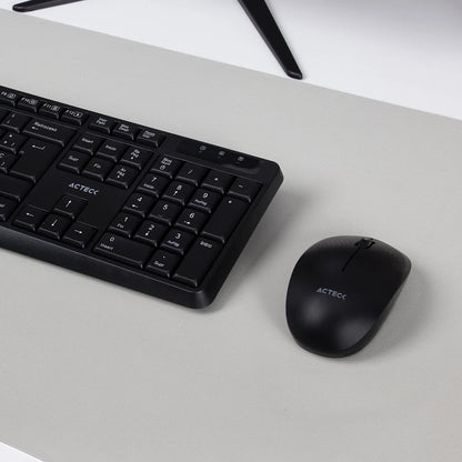 Kit Acteck Creator MK440 — Teclado y Mouse Inalámbricos con receptor USB, teclado de 105 teclas y mouse óptico con 1000 DPI, acabado en negro.