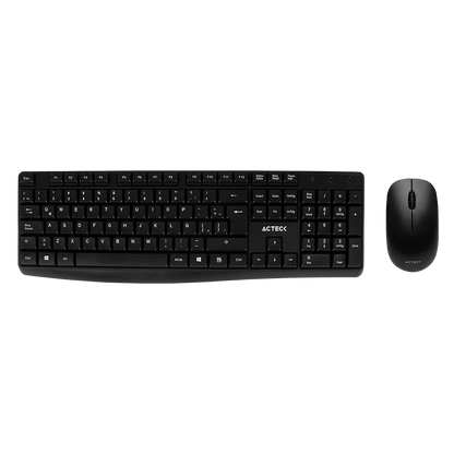 Kit Acteck Creator MK440 — Teclado y Mouse Inalámbricos con receptor USB, teclado de 105 teclas y mouse óptico con 1000 DPI, acabado en negro.