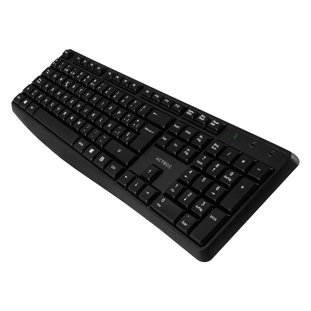 Kit Acteck Creator MK440 — Teclado y Mouse Inalámbricos con receptor USB, teclado de 105 teclas y mouse óptico con 1000 DPI, acabado en negro.