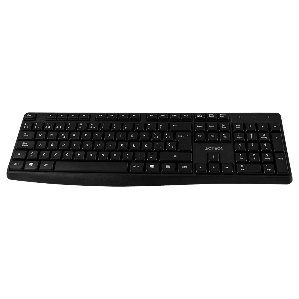 Kit Acteck Creator MK440 — Teclado y Mouse Inalámbricos con receptor USB, teclado de 105 teclas y mouse óptico con 1000 DPI, acabado en negro.