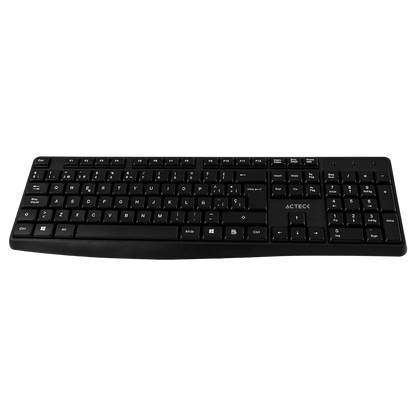 Kit Acteck Creator MK440 — Teclado y Mouse Inalámbricos con receptor USB, teclado de 105 teclas y mouse óptico con 1000 DPI, acabado en negro.