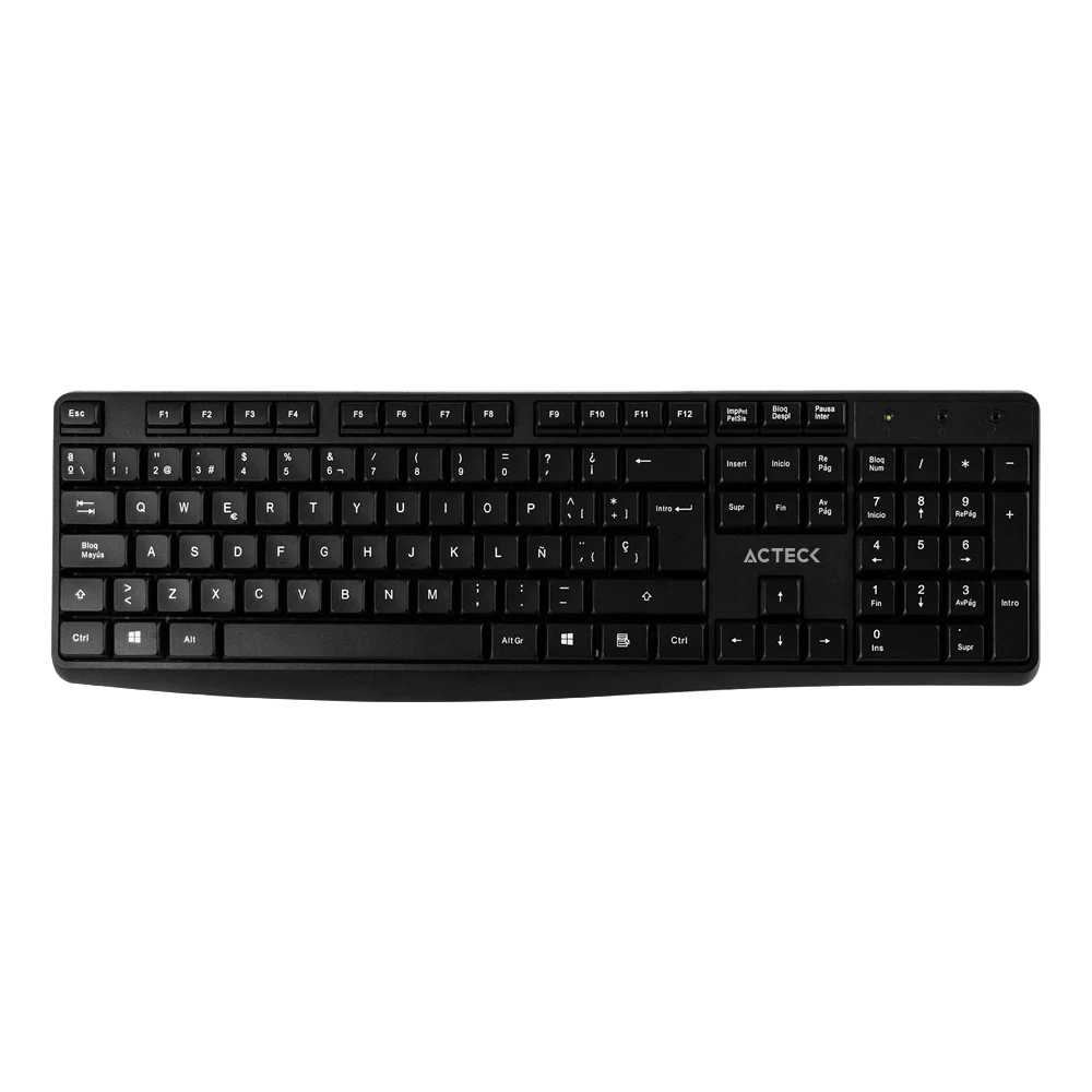 Kit Acteck Creator MK440 — Teclado y Mouse Inalámbricos con receptor USB, teclado de 105 teclas y mouse óptico con 1000 DPI, acabado en negro.