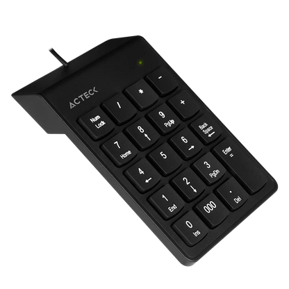 Teclado Numérico Acteck Inspire TN220 — Alámbrico USB, con 19 teclas, diseño compacto, color negro.