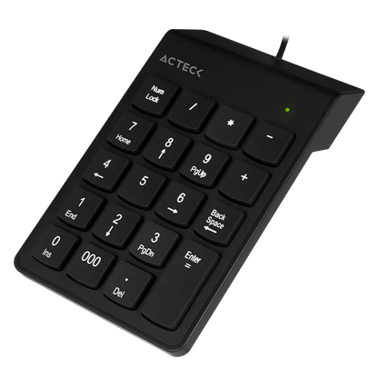 Teclado Numérico Acteck Inspire TN220 — Alámbrico USB, con 19 teclas, diseño compacto, color negro.