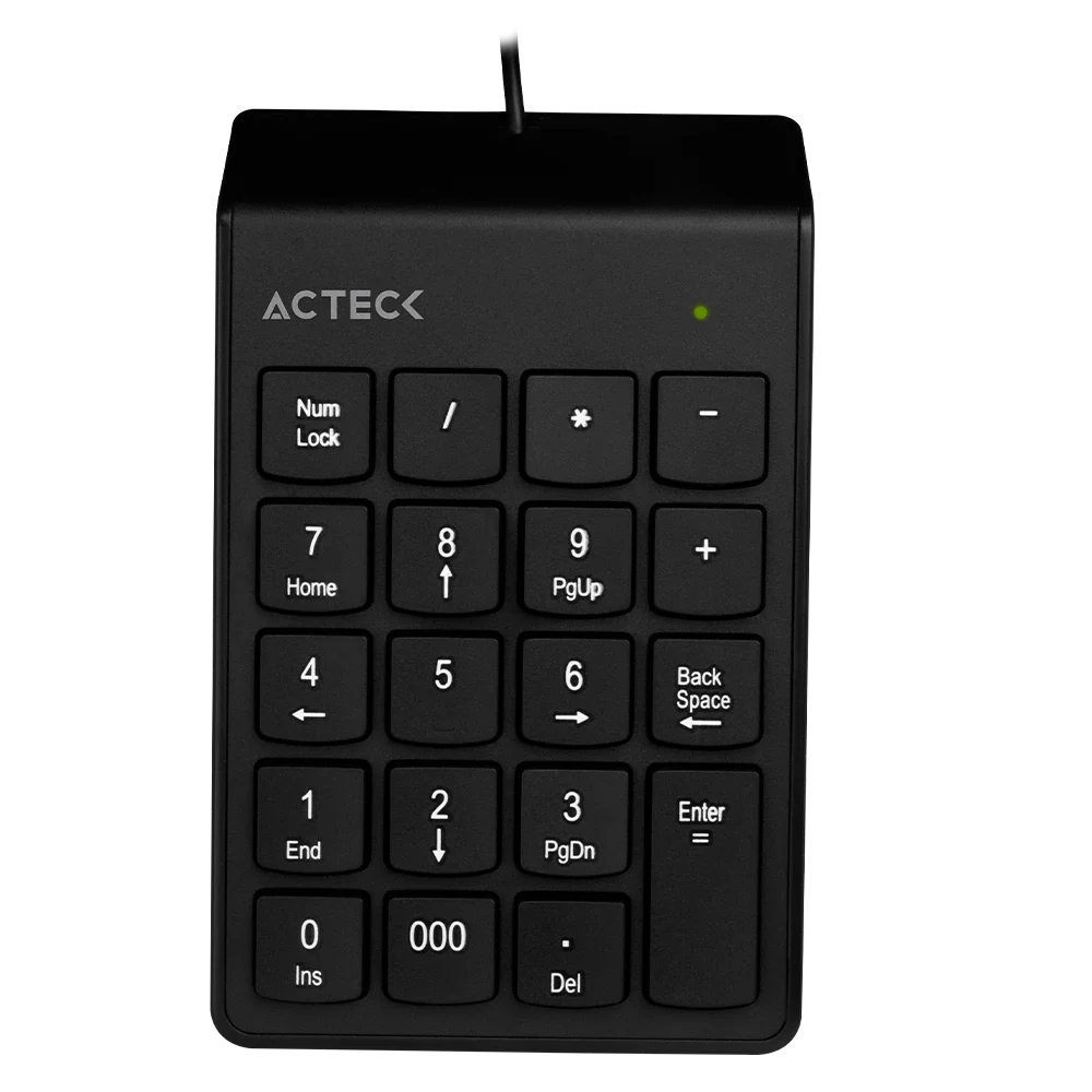 Teclado Numérico Acteck Inspire TN220 — Alámbrico USB, con 19 teclas, diseño compacto, color negro.