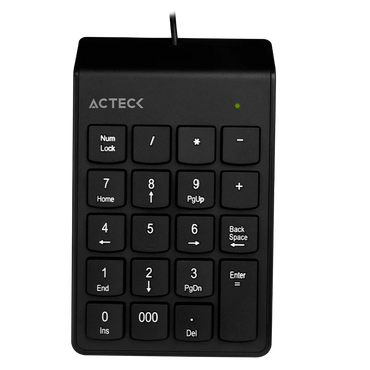 Teclado Numérico Acteck Inspire TN220 — Alámbrico USB, con 19 teclas, diseño compacto, color negro.
