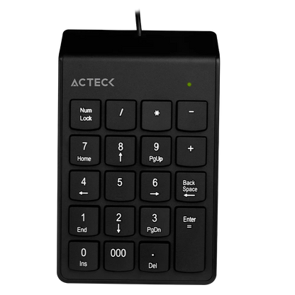 Teclado Numérico Acteck Inspire TN220 — Alámbrico USB, con 19 teclas, diseño compacto, color negro.