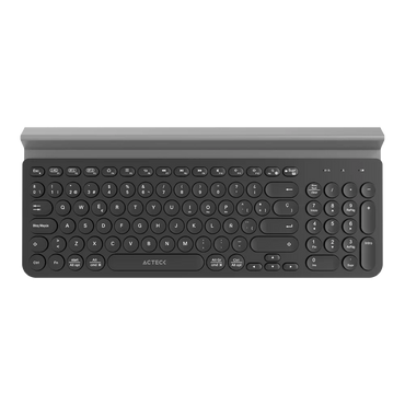 Teclado Acteck Inspire Comp TI695 — Inalámbrico Dual, multidispositivo, con 97 teclas y distribución en español, teclas multifunción y ranura para dispositivos, color negro.