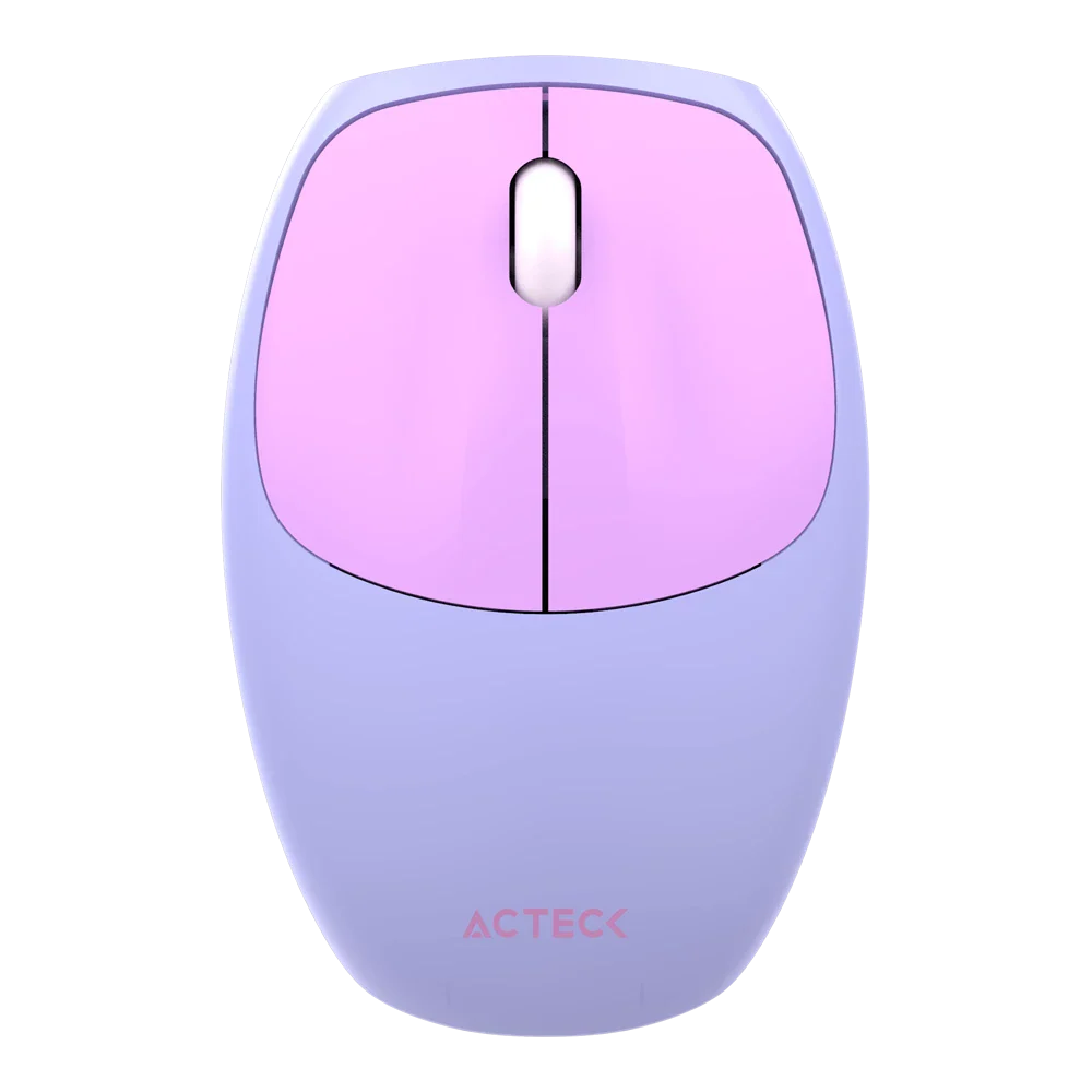 Kit 2 en 1 Acteck Creator Chic MK47 — Teclado y Mouse Inalámbricos, teclado de 110 teclas con tecnología de membrana y mouse óptico inalámbrico con 2 botones + scroll, conexión USB 2.4 GHz, color morado.
