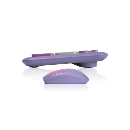 Kit 2 en 1 Acteck Creator Chic MK47 — Teclado y Mouse Inalámbricos, teclado de 110 teclas con tecnología de membrana y mouse óptico inalámbrico con 2 botones + scroll, conexión USB 2.4 GHz, color morado.