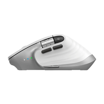 Acteck Virtuos Pro MI780 Vertical Inalámbrico Dual Bluetooth + USB — versión en color blanco, con conectividad multidispositivo, scroll horizontal y diseño recargable.