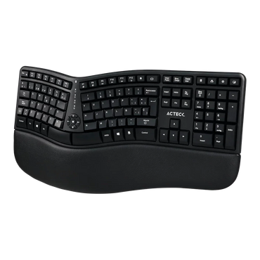 Kit Acteck Creator Virtuos Fitt MK770 — Teclado y Mouse Vertical Inalámbricos, con receptor USB, teclado multimedia en español de 118 teclas, mouse vertical ergonómico óptico con 2400 DPI ajustable, recargable, color negro.