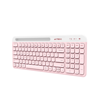 Kit Acteck Creator Virtuos Silk MK720 — Teclado y Mouse Inalámbricos, con conectividad dual Bluetooth + USB, batería recargable, teclado en español de 100 teclas con funciones multimedia y mouse óptico de hasta 4000 DPI, color rosa.