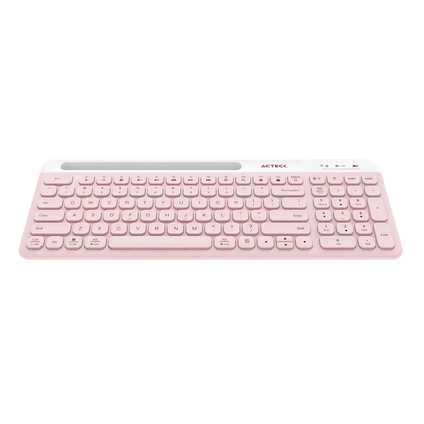 Kit Acteck Creator Virtuos Silk MK720 — Teclado y Mouse Inalámbricos, con conectividad dual Bluetooth + USB, batería recargable, teclado en español de 100 teclas con funciones multimedia y mouse óptico de hasta 4000 DPI, color rosa.