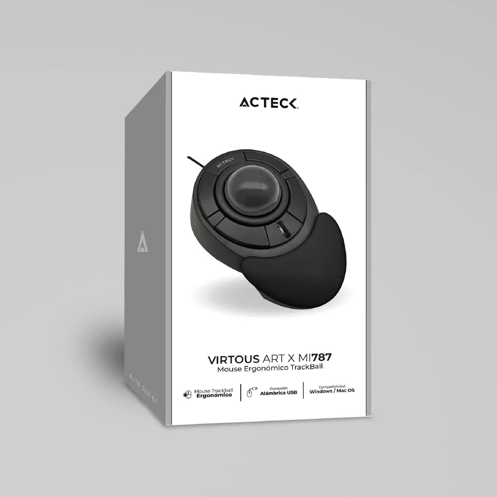 Mouse Acteck Virtuos Art X MI787 Alámbrico USB Ergonómico — versión en color negro.