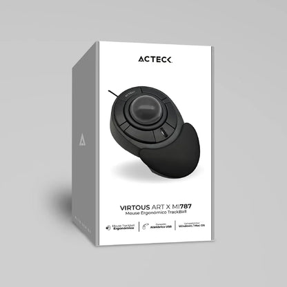 Mouse Acteck Virtuos Art X MI787 Alámbrico USB Ergonómico — versión en color negro.