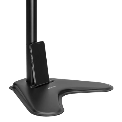 Soporte Acteck Enforce Zone-B SM435 para 3 Monitores — soporte de escritorio con brazos ajustables para monitores de 17″ a 32″, con inclinación, giro y organizador de cables, en negro.