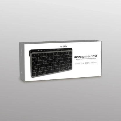 Teclado Acteck Inspire Krea TI750 — Inalámbrico, multidispositivo dual, con conexión por dongle USB, doble Bluetooth o cable USB, 85 teclas en español, funciones multimedia, recargable, color negro.