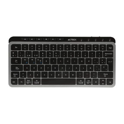 Teclado Acteck Inspire Krea TI750 — Inalámbrico, multidispositivo dual, con conexión por dongle USB, doble Bluetooth o cable USB, 85 teclas en español, funciones multimedia, recargable, color negro.