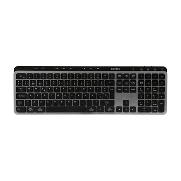 Kit Acteck Creator Krea MK755 — Teclado y Mouse Inalámbricos, con conectividad dual (Bluetooth + dongle USB), función multidispositivo, batería recargable, teclado en español de 118 teclas y mouse óptico de hasta 2000 DPI, color negro-gris.