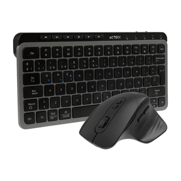 Kit Acteck Creator Krea MK750 — Teclado y Mouse Inalámbricos, con conectividad dual (Bluetooth + dongle), multidispositivo, recargable, teclado en español de 118 teclas y mouse óptico de hasta 2000 DPI, color negro-gris.
