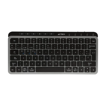 Kit Acteck Creator Krea MK750 — Teclado y Mouse Inalámbricos, con conectividad dual (Bluetooth + dongle), multidispositivo, recargable, teclado en español de 118 teclas y mouse óptico de hasta 2000 DPI, color negro-gris.