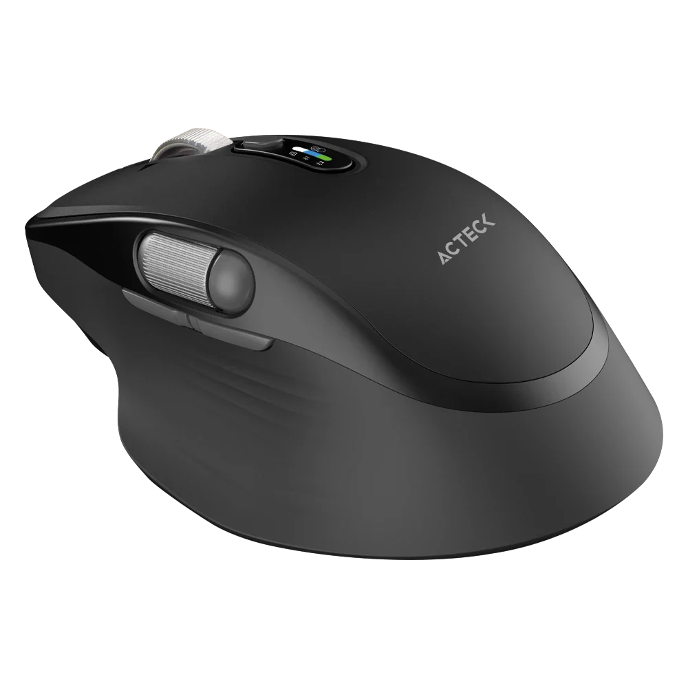 Mouse Acteck Virtuos Pro Ultra MI777 Inalámbrico Dual Ergonómico Recargable — versión en color negro, con conectividad dual para múltiples dispositivos.