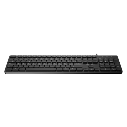 Teclado Acteck Vantage Aero TA545 — Alámbrico USB, con teclas multimedia, 105 teclas con distribución en español, tecnología de membrana, compatible con Windows, color negro.