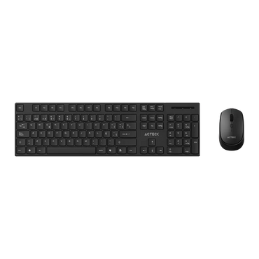 Kit Acteck Creator Vantage Prime MK555 — Teclado y Mouse Inalámbricos con dongle USB, diseño ergonómico, teclado en español de 105 teclas con membrana, y mouse óptico con 1600 DPI ajustable y 4 botones, color negro.