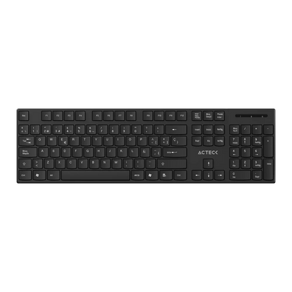 Kit Acteck Creator Vantage Prime MK555 — Teclado y Mouse Inalámbricos con dongle USB, diseño ergonómico, teclado en español de 105 teclas con membrana, y mouse óptico con 1600 DPI ajustable y 4 botones, color negro.