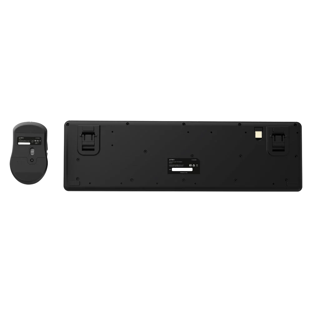 Kit Acteck Creator Silent Pro MK474 — Teclado y Mouse Inalámbricos con dongle USB, compatible con Windows, macOS y Android, teclado ergonómico de 106 teclas, y mouse óptico con 5000 DPI ajustable y 6 botones, color negro.
