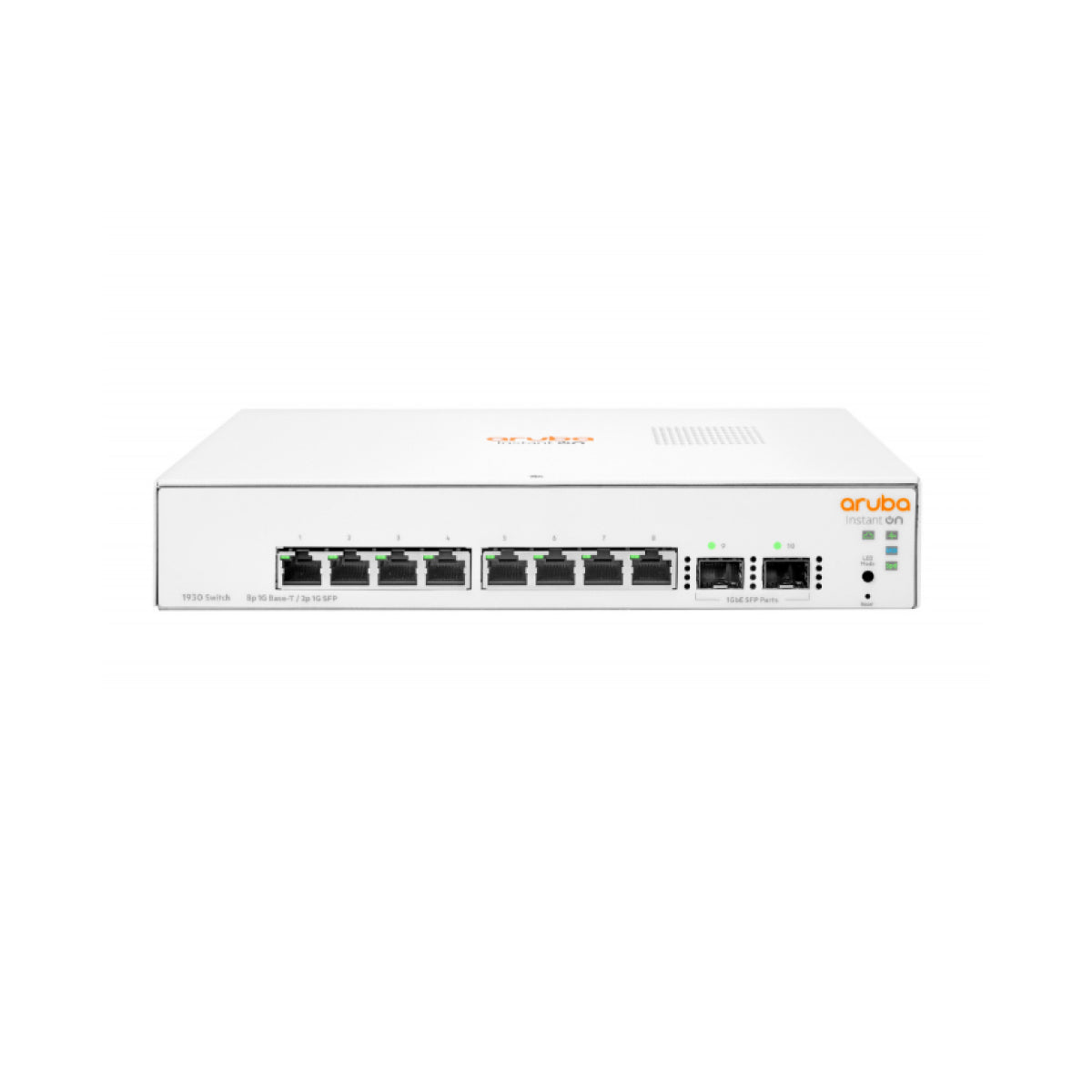 Switch Gestionado Aruba Instant On 1930 8G – 8 Puertos RJ-45 10/100/1000, 2 Puertos SFP 1G, Capa 2+, Gestión en la Nube/Web, L0-N0, Blanco