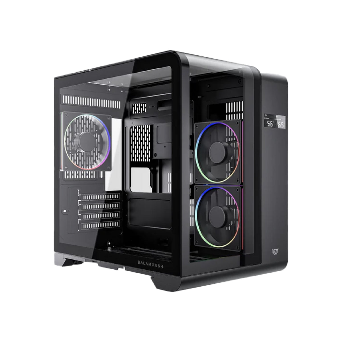 Gabinete Balam Rush Tank Expert Curve 6400 – Media Torre, Cristal Templado Curvo 270°, Incluye 3 Ventiladores ARGB, USB-C, Negro