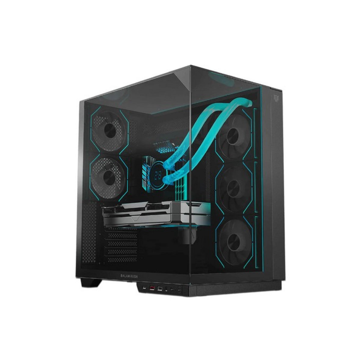 Gabinete Balam Rush Tank Majestic 7600, Midi-Tower, ATX/Micro-ATX/Mini-ITX, USB 2.0/3.0, sin Fuente, 5 Ventiladores Instalados, Negro